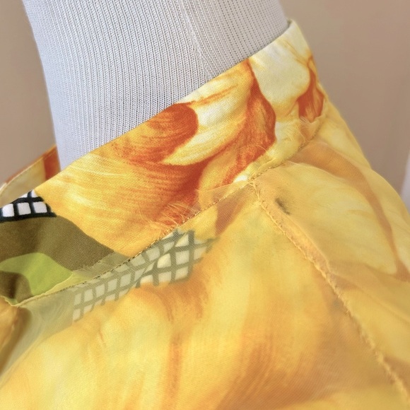 Vintage 1960s Alice Polynesian Chiffon Maxi Dress Hawaiian Yellow Floral Muumuu - Picture 14 of 16